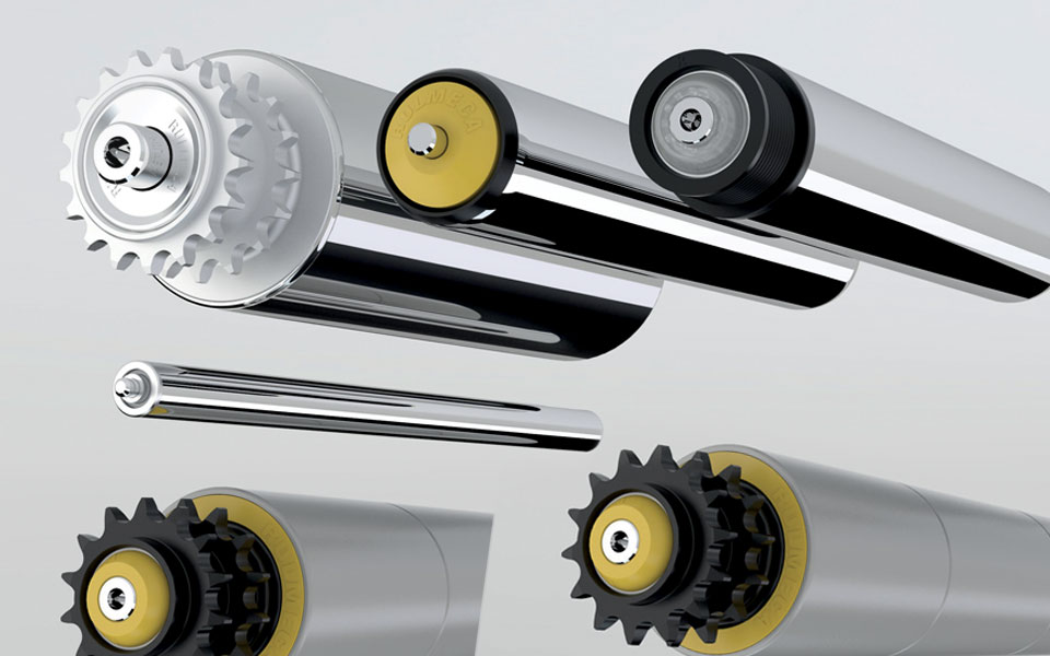 Rollers and accessories for unit handling conveyor