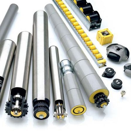 Interroll rollers and accessories for unit handling conveyor